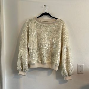 Olivaceous Oversized Cream Sparkly Sweater